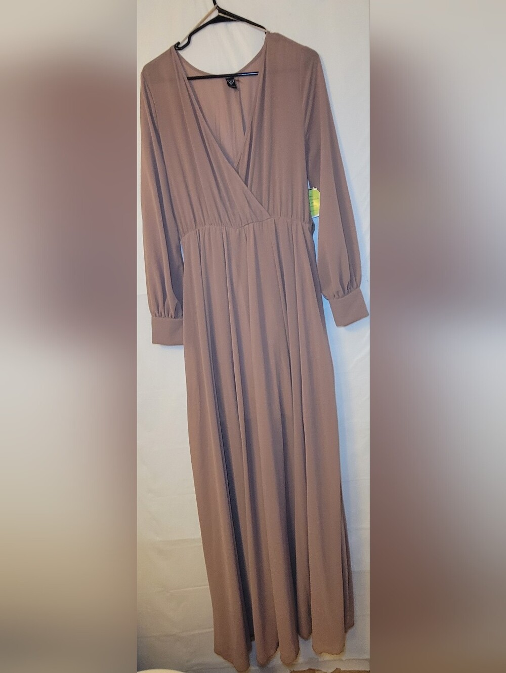 Windsor Taupe Brown Long Sleeve Maxi Dress